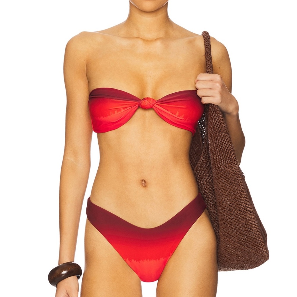 WeWoreWhat Red Ombre Bandeau Bikini